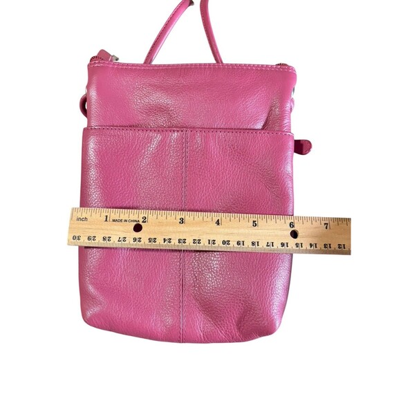 ILI New York Leather Crossbody Bag Purse Pink Raspberry Women’s Pebbled Leather - Picture 10 of 11